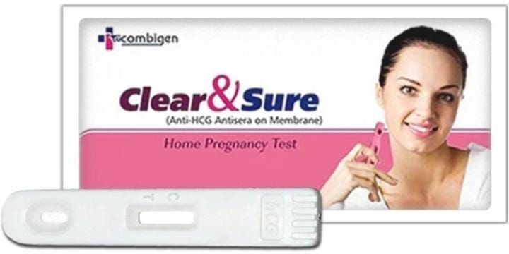 CLEAR  AND SURE PREGANCY TEST CARD